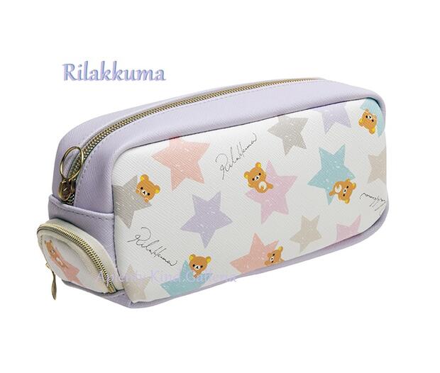 リラックマ 【New Rilakkumaグッズ】リラックマ　ペンポーチ PT-04302 リトルアーチ 星 ★ ニードルクラフトラボ Little arch ★ りらっくまデザイン ペンケース 筆入れ 筆箱 ふでばこ/小さいポケット付き/リラックマグッズ 入学 ほし柄 スター【3cmメール便不可】