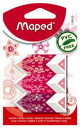 【MAPED】マペッド 消しゴム ピラミッド型 イレーザー NO.119510 レッド 3個入りパック 赤系 花柄 フラワーデザイン けしごむ ケシゴム 消しご...