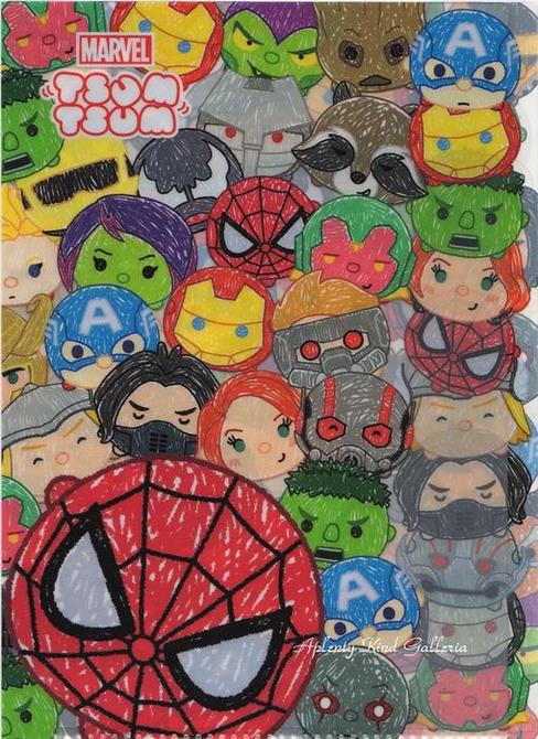 【MARVEL TSUM TSUMグッズ】ダイカットクリアファイル5P DCツムツムMA マーベルツムツム S/スケッチ S2111047 ★5インデックスDisneyグッズ/アベンジャーズグッズスパイダーマンアイアンマンデザイン/書類保管収納整理★【3cmメール便OK】