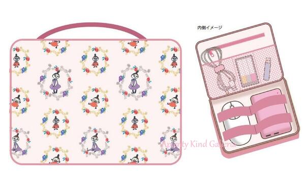 【 MOOMIN グッズ 】 ムーミン ガジェットポーチ　S2290642 花の輪っか/ リトルミイ Gadget Case 持ち手付き モバイルバッテリー USB ポケットWi-Fi ビジネス用 電子機器 イヤホン 小物いれ メッシュポケット ゴムバンド有 ミニバッグ風 【3cmメール便不可】 akgshop-10026678 Aplenty Kind Galleria サンプル画像3