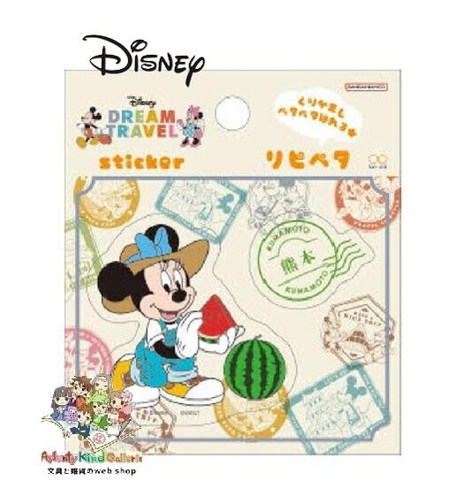 【 Disney グッズ 】 ディズニー リピペタ ステッカー S8543682　ミニー 熊本県 DREAM TRAVEL Sticker 洗って繰り返し使える シール 便利 スマホ タブレット デコに KUMAMOTO すいか スイカ 夏 【3cmメール便OK】