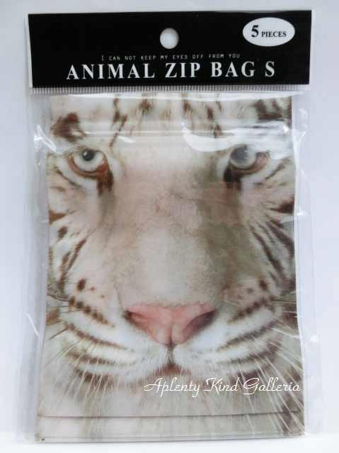 楽天Aplenty Kind Galleria【 Animal ZIP BAG 】 ジップバッグ Sサイズ トラ　T-2800　5枚入 包む クリアパック 動物 フォトデザイン とら タイガー 虎 寅 御礼 お返し ギフト バレンタイン クリスマス お菓子 小袋 おかしいれ パック 小物入れ アニマル バッグ【3cmメール便OK】