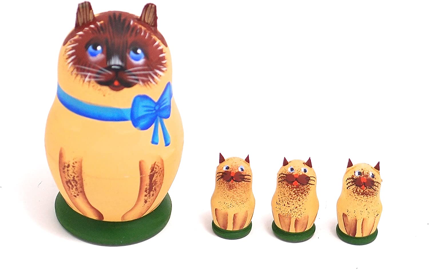 マトリョーシカ 数遊び 1個+3匹 「シャム猫 (ブラウン)」 ヴィクトル・二キーチン 作 [ロシア雑貨]　