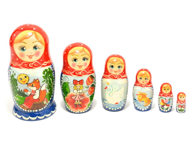 セミョーノフ産 物語 マトリョーシカ 6個組「おだんごパン」 [ロシア製]　