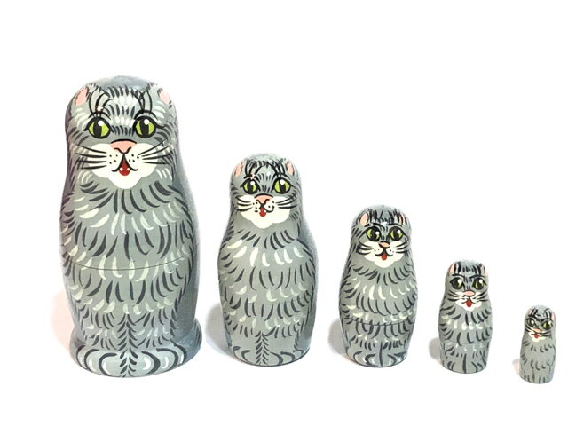 セミョーノフ産 マトリョーシカ 5個組「仔猫」