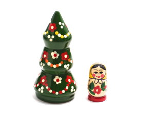セミョーノフ産 マトリョーシカ 2個組 クリスマス・シリーズ (ツリー)