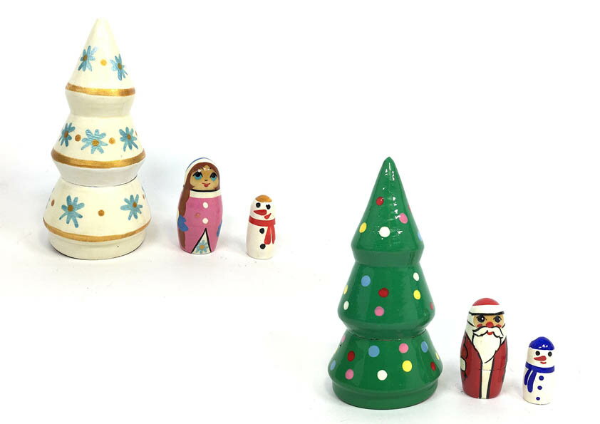セミョーノフ産 ツリー マトリョーシカ 3個組 [ロシア製] 　