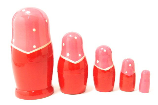 セミョーノフ産 マトリョーシカ5個組 ピンク/レッド [ロシア製] [2]