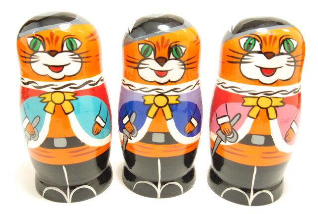 マトリョーシカ 3個組 「長靴をはいた猫」[ロシア製] 　(3)