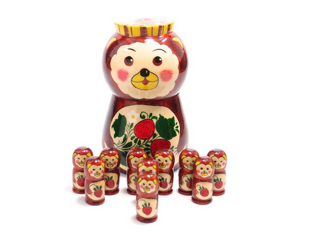 セミョーノフ 数遊び おもちゃ 10ピース入り (くま) 「いちご」ロシア製【マトリョーシカ/マトリョーシュカ/ボルガ/熊/クマ/セミョーノフ】