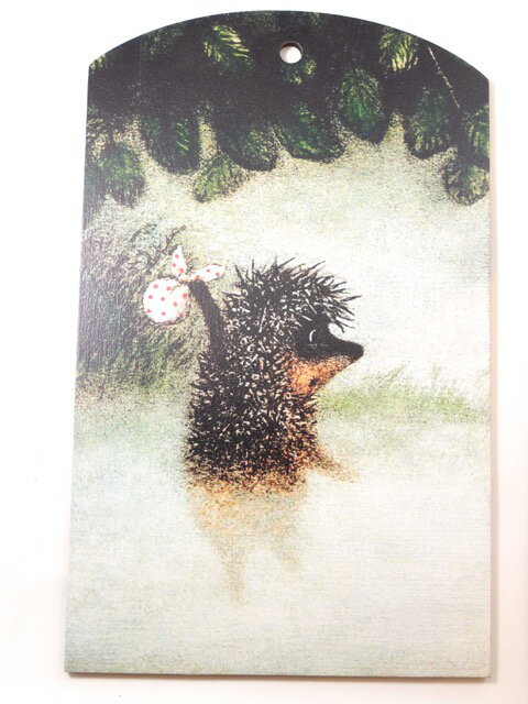 「霧につつまれたハリネズミ」 壁掛 （カッティングボード風） [ロシア雑貨] (3)　