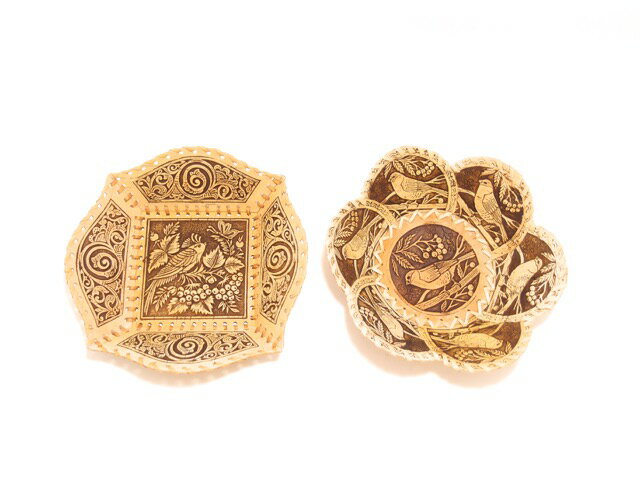 ベレスタ | 白樺の皮 | シベリアの工芸品 「トレイ ＆ ミニ バスケット (小鳥 柄) 」 [ロシア製]