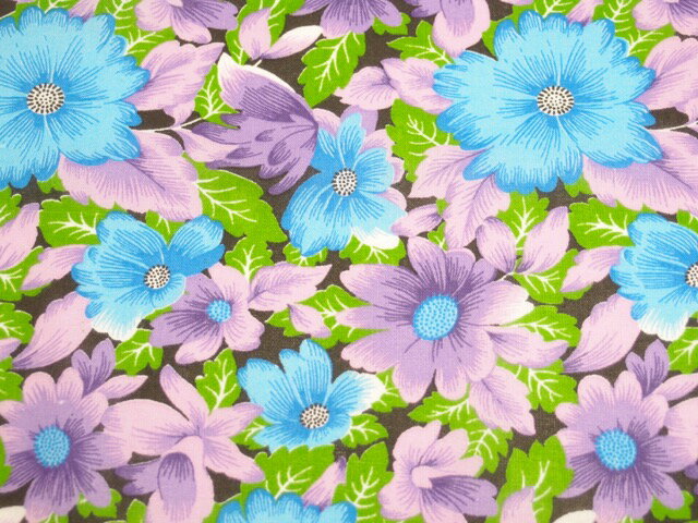 ヴィンテージ 生地 更紗 made in USSR「紫×花柄」 [ソ連製]