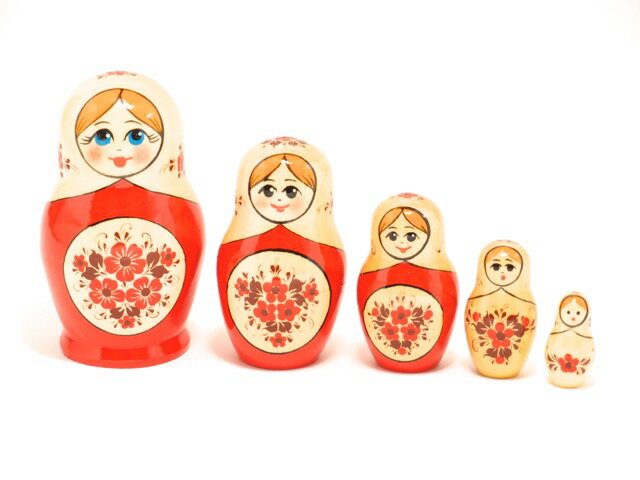 【商品入れ替えのためSALE】 キーロフ産 マトリョーシカ 5個組 「伝統柄 お花」 [ロシア製]