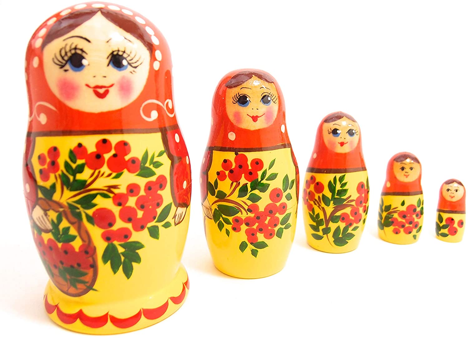 セミョーノフ産 マトリョーシカ 5個組 「ARTIST Serise」(ナナカマド) [ロシア製]　