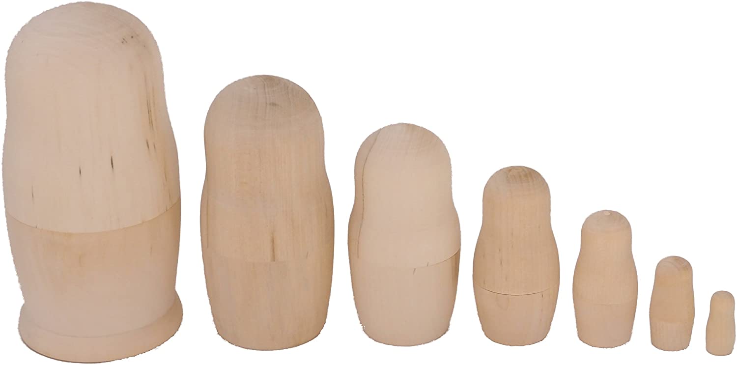 白木マトリョーシカ 7個組 17cm [ロシア製]　