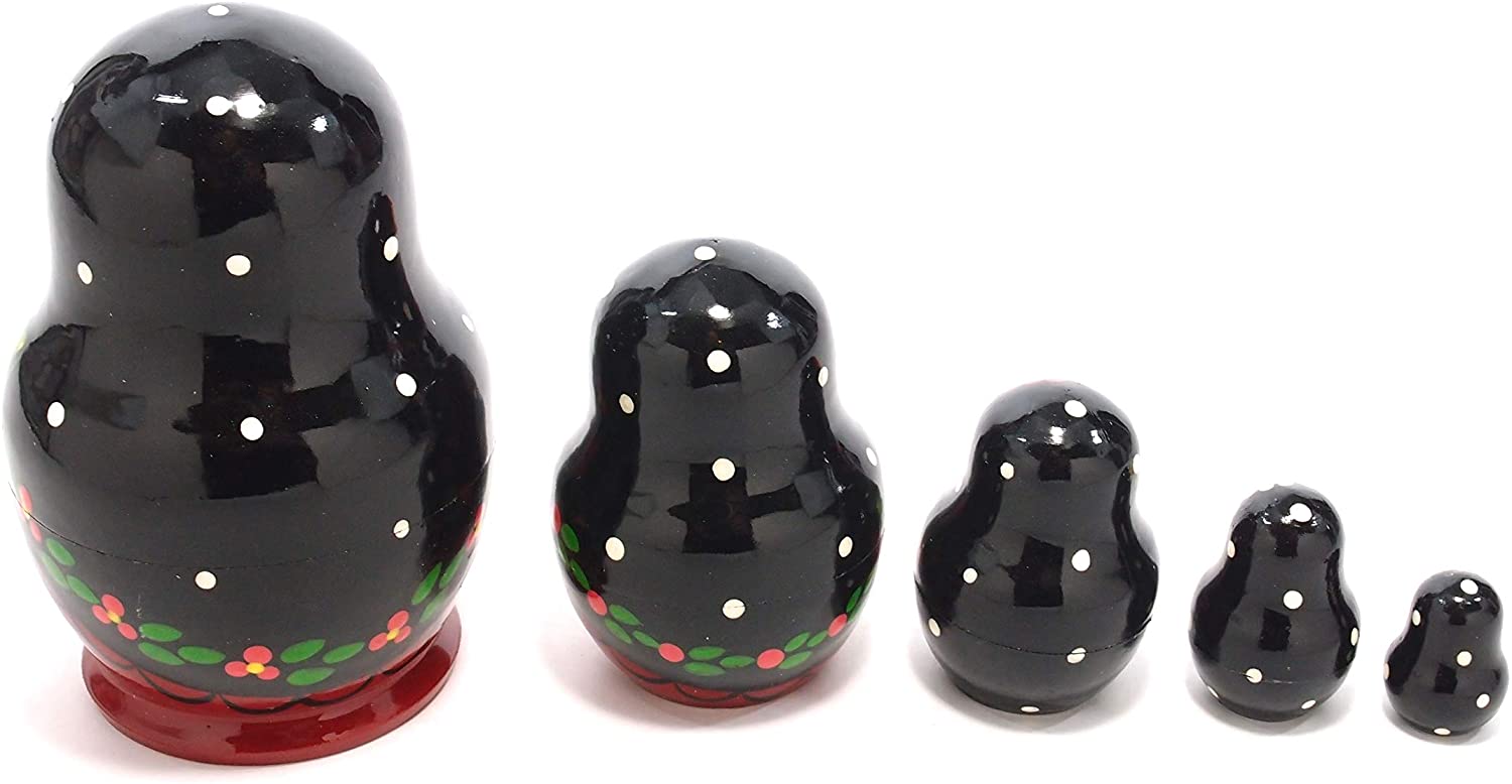 セミョーノフ産 マトリョーシカ 5個組 カチューシャ BLACK [ロシア製]  [2]