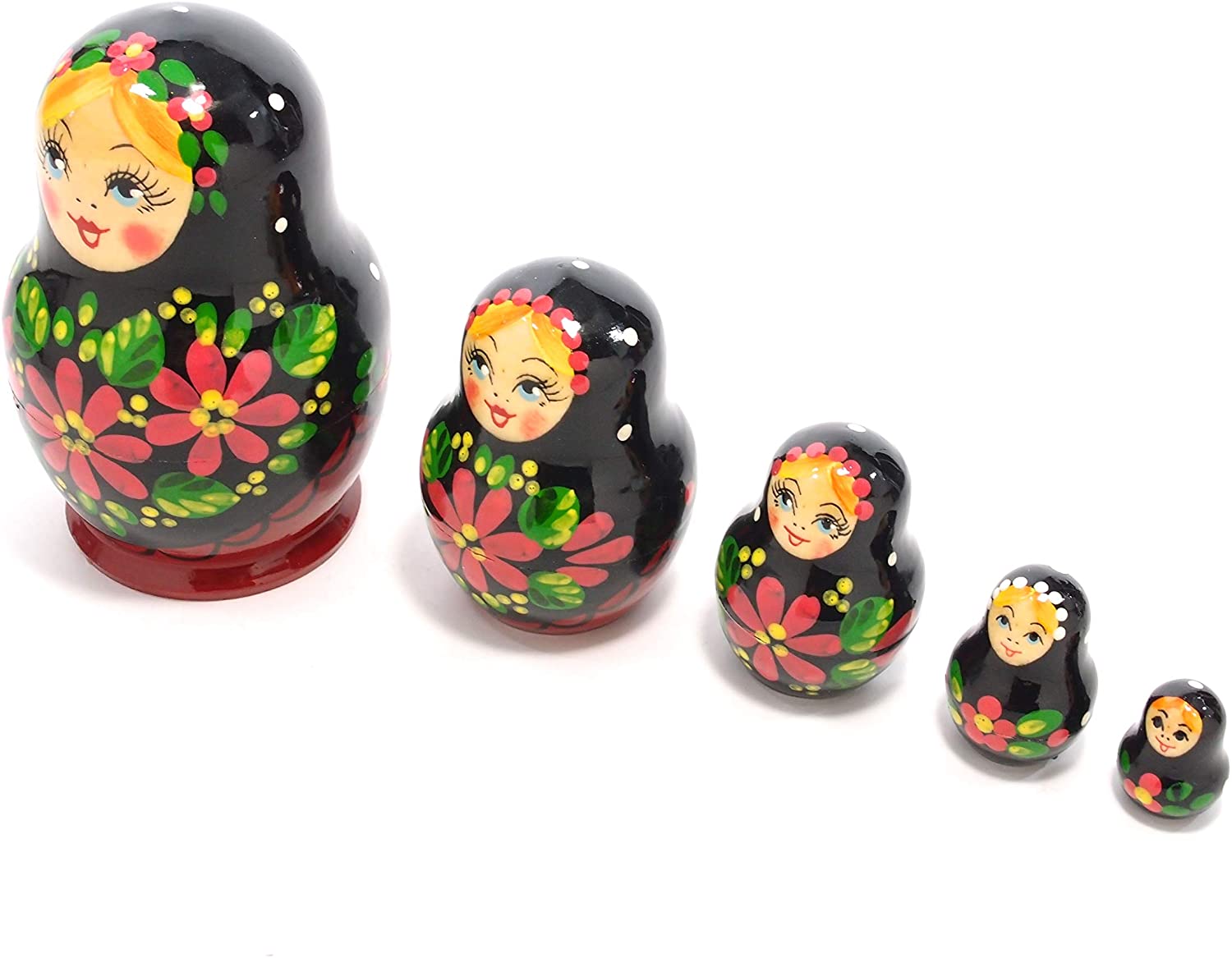 セミョーノフ産 マトリョーシカ 5個組 カチューシャ BLACK [ロシア製]