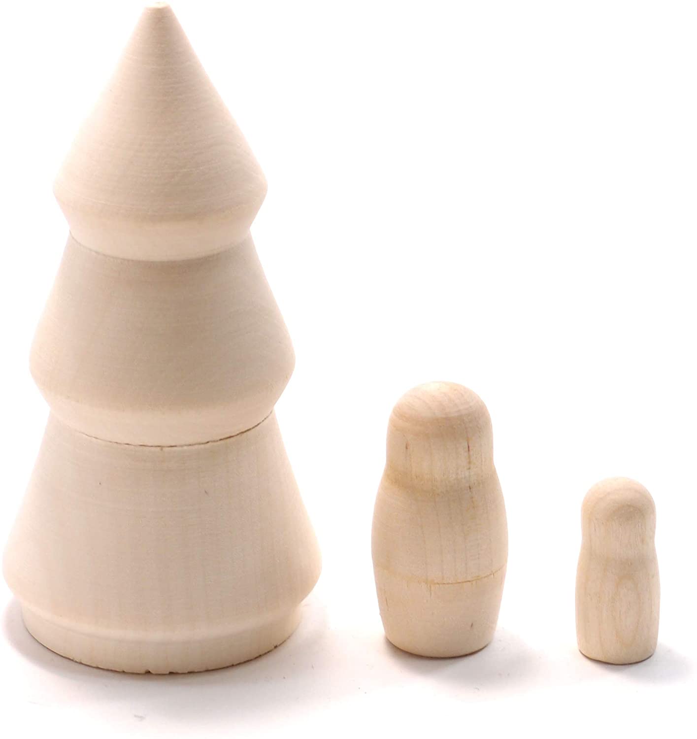 白木 マトリョーシカ ツリー型 [ロシア製] (3個組 11cm)