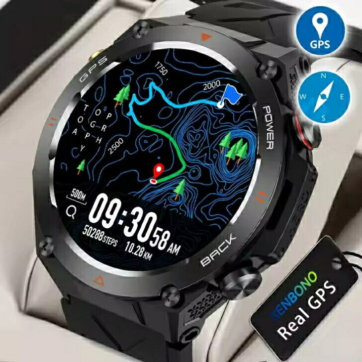 ビジネススマートウォッチ GPS機能搭載 通話ができる 大型バッテリー 健康管理 万歩計 睡眠管理 LINE通..