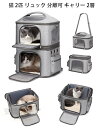 猫 2匹 リュック 分離可 キャリー 2層 ペット キャリーバッグ 小型犬 ソフトクレート 折りたたみ可 マット付き 2way 通院用 ペットキャリー リュック...