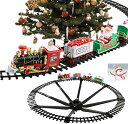 クリスマススチームトレインセット クリスマス 電車 レールセット 音とライト付き 電車車両 クリスマスツリー トレイントラックおもちゃ 室内遊び場 鉄道玩具 知...