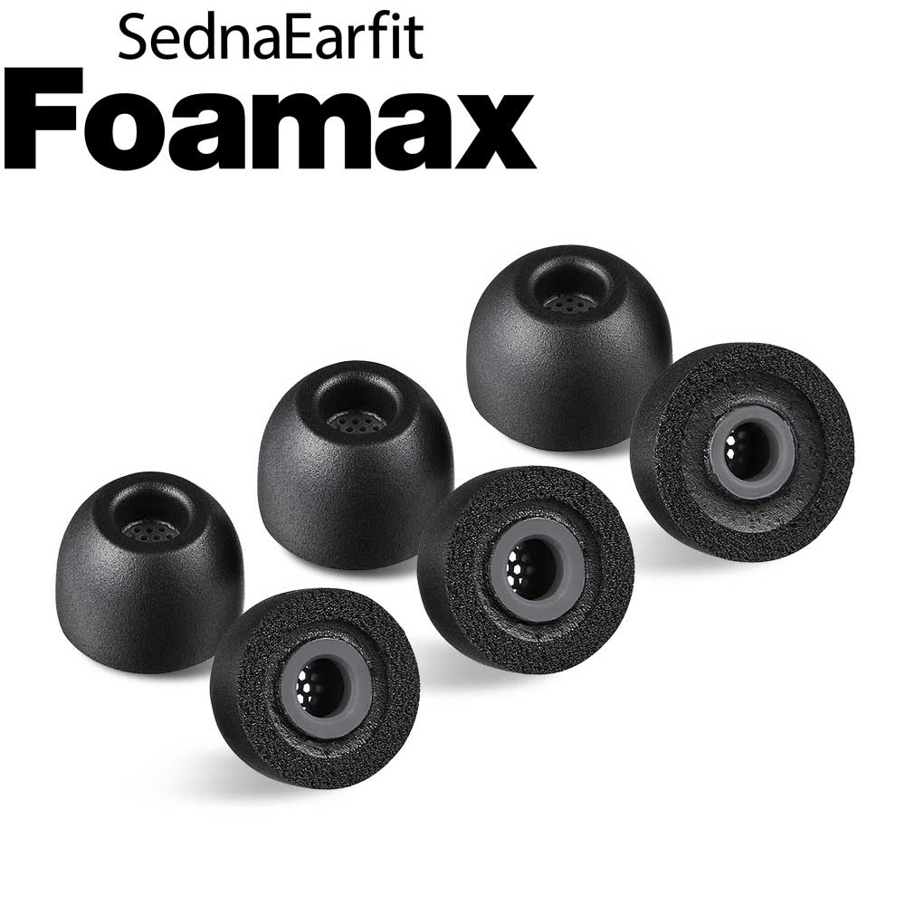 &nbsp; SednaEarfit Foamax - High sound insulation & sound quality - 高遮音と高音質の両立にフォーカスしたブランド初のフォームタイプイヤーピース テーパード型構造設計とコアレスワックスガードを採用した交換用イヤーピース &nbsp; ＜トピック＞ ・高遮音と高音質の両立にフォーカスしたブランド初のフォームタイプイヤーピース ・高密度フォームとプレミアムメディカルシリコンによるハイブリッド構成 ・高音域の減衰を抑え、広いサウンドステージと音の直進性による鮮明さを確保する内部設計 ・耳道の形にゆっくりとフィットして最適な装着感を生み出す柔軟性と約30秒の復元力 ・耳道への刺激を軽減する円形デザインと汗や皮脂汚れを防ぐ超薄膜コーティング ・ダンパー機能を有する独自のハニカム構造コアレスワックスガード搭載 ・StandardタイプS/MS/M/ML/Lの計5サイズ展開 ・単品サイズ2ペアと近隣サイズ3ペアの選びやすいセットパッケージング &nbsp; &nbsp; 【High sound insulation & sound quality】高遮音と高音質を両立するフォームタイプ SednaEarfit Foamax（セドナイヤーフィット・フォーマックス）は、AZLAのイヤーピースに対するこれまでの知見を活かし、徹底した研究と何度も試作を重ねて完成した、高遮音と高音質の両立にフォーカスしたブランド初となるフォームタイプイヤーピースです。高い遮音性を確保する独自の高密度フォームと、イヤホンのノズルに対して高い固定力を発揮するプレミアムメディカルシリコンのハイブリッド構成を採用。多くのフォームタイプは、高い遮音性とフィット感を得る代償に高域特性が落ち、低域に音が寄る傾向がありましたが、Foamaxは、高域の減衰を抑えつつ、音の直進性を確保する独自の内部設計により、広いサウンドステージと鮮明な音の確保を実現しました。 &nbsp; &nbsp; 最適な装着感を生み出す柔軟性と約30秒の復元力 フォームタイプは一度潰してから耳道に入れて、その復元力で耳道にフィットさせるという装着方法になります。しかし、多くのフォームタイプは反発力が強く、耳に入れる前に復元したり、耳道に負担をかけます。そこでAZLAは、フォームタイプの最適な復元時間を研究しました。Foamaxは潰してから約30秒かけてゆっくりと復元するため、耳に入れてからしっかりと耳道内にフィットします。そして耳道への刺激を軽減する円形デザインの採用と、汗や皮脂汚れを防ぐ超薄膜コーティングを施しました。 &nbsp; &nbsp; ダンパー機能を有する独自のハニカム構造コアレスワックスガード 理想的な音響のために開発した独自の蜂の巣型六角形のハニカム構造コアレスワックスガードを搭載しています。コアレスの一体成形で柔らかいため、ダンパーとして機能することによって圧迫感も減らします。そして独自のハニカム構造フィルターは、フィルターネットがイヤホンから出る音の伝達を邪魔することなく、効果的に異物の流入のみを防ぐことを可能にしています。ハニカム構造は様々な数学的テストを通じて図形間の余白と外郭ライン余白を最小化し、効果的に異物の流入率を減らしつつ音の伝達力を増加させる設計です。 &nbsp; &nbsp; より多くの方にベストフィッティングさせる5サイズ展開 SednaEarfit Foamaxは、一般サイズのStandardタイプを採用しています。中間サイズを含めたS/MS/M/ML/Lの計5サイズで、より多くの方にフィッティングしやすくしています。また、パッケージング構成は、単品サイズ2ペアと、非常に好評な中間サイズを含めた近接3サイズ（例：S/MS/M）を1ペアずつパッケージングした3ペアの2種類を採用。これにより、左右で耳道の大きさが異なるなどの際、微妙な調整をしやすくなります。 &nbsp; &nbsp; ラインナップは2種類 &nbsp; 同サイズ左右2ペア入り SednaEarfit Foamax イヤーピース 同サイズ左右2ペア入り &nbsp; 3サイズ各左右1ペア入り SednaEarfit Foamax イヤーピース 3サイズ各左右1ペア入り &nbsp; ■注意事項 ※イヤホンは付属しません。 ※製品の仕様・付属品は予告なく変更する場合があります。予めご了承下さい。 ※すべてのイヤホンへの適合を保証するものではありません。 ※イヤーピースの装着サイズ等により、ワイヤレスイヤホンの充電ケースが閉まらなくなる場合がございます。予め長さやサイズ等が適合するかご確認の上でお求めください。 &nbsp; ■メーカー保証：初期不良のみご購入日から1週間（※） ※本製品には保証書は同梱しておりません。 ※国内正規流通販売店でご購入いただきました際のレシートや購入履歴メール等の購入証明（ご購入日が記載されたもの）が保証書代わりとなります。国内での使用に限ります。 &nbsp;