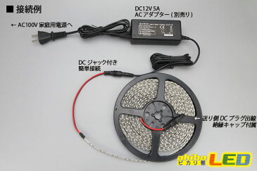 3528テープLED 120LED/m クリアドーム 青色 5m