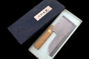 【中古】【極美品】菊秀 蕎麦切包丁 霞 八寸 朴柄 箱付 KN02-A8457-2L4 麺切り包丁 うどん そば ?道具 職人 手作り 重量感