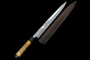 【中古】【美品】英 柳刃包丁 霞 尺一 銀三 平鏡面 山本刃剣 黒檀鞘付 KN02-A8588-2L3D 刺身包丁 正夫 魚 柵 薄切 刃渡り長い 和包丁 新品
