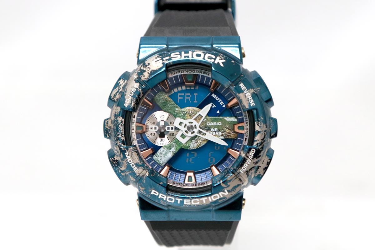 【中古】【極美品】カシオ 110 SERIES GM-110EARTH-1AJR メンズ クォーツ 腕時計 WA05-M2883-2G7 CASIO 20気圧防水 地球モチーフ アナログ デジタル