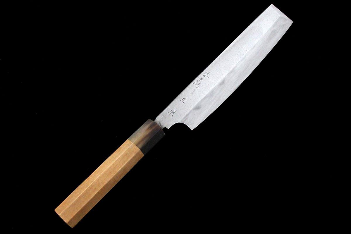 【中古】【訳有品】正本 薄刃包丁 本焼 八寸 純日本鋼 朴柄 KN02-A9133-2L1A-ψ 調理 料理 刃物 野菜 ブツ切り 刻み物 千切り 飾り切り