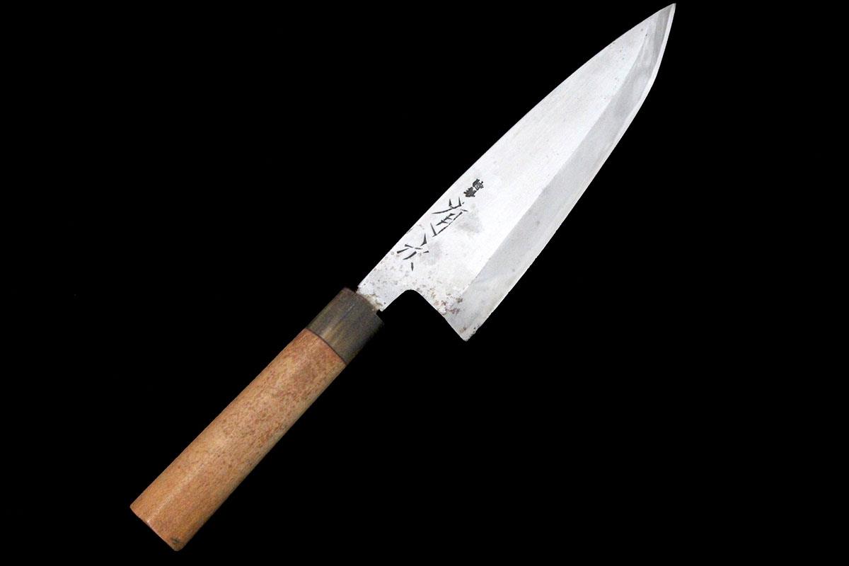 【中古】【並品】有次 出刃包丁 霞 七寸半 特製 朴柄 KN02-A10956-2L1C 魚 肉 ウロコとり 骨の処理 背開き 三枚おろし 中古