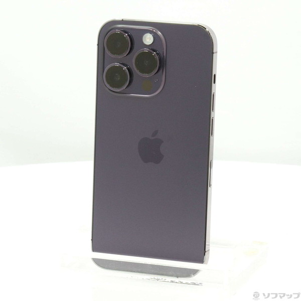 【中古】Apple(アップル) iPhone14 Pro 128GB ディープパープル MQ0F3J／A SIMフリー 【305-ud】