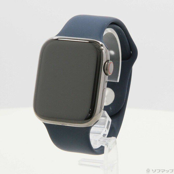 【中古】Apple(アップル) Apple Watch Series 7 GPS + Cellular 45mm グラファイトステンレススチールケース アビスブルースポーツバンド 【305-ud】