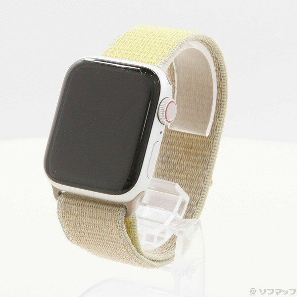 【中古】Apple(アップル) Apple Watch Series 5 GPS + Cellular 40mm シルバーアルミニウムケース キャメルスポーツループ 【297-ud】