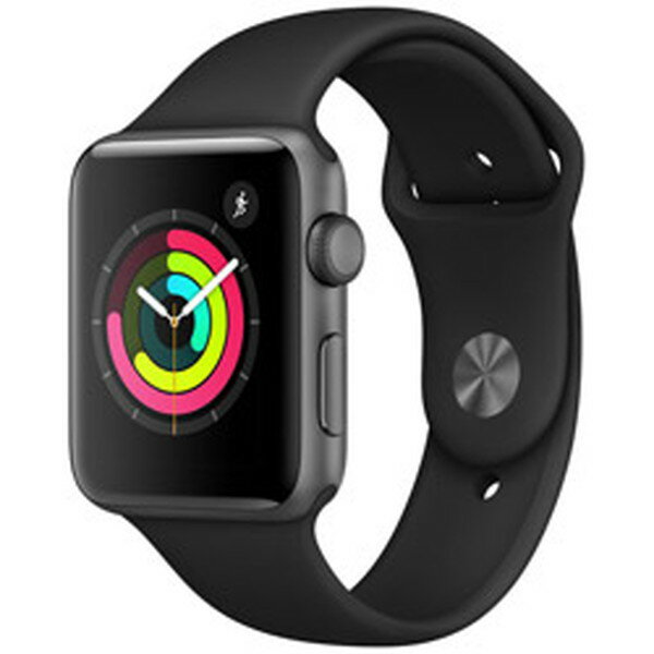 【中古】Apple(アップル) Apple Watch Series 3 GPS 42mm スペースグレイアルミニウムケース ブラックスポーツバンド 【258-ud】