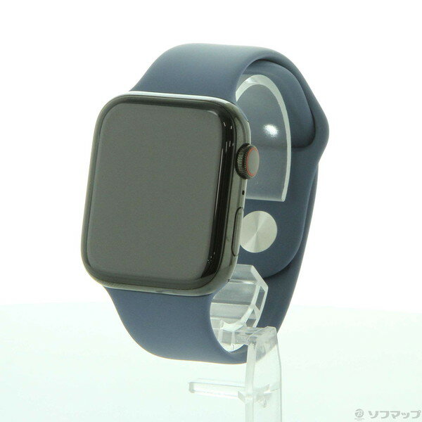 【中古】Apple(アップル) Apple Watch Series 5 GPS + Cellular 44mm スペースブラックステンレススチールケース アラスカンブルースポーツバンド 【262-ud】