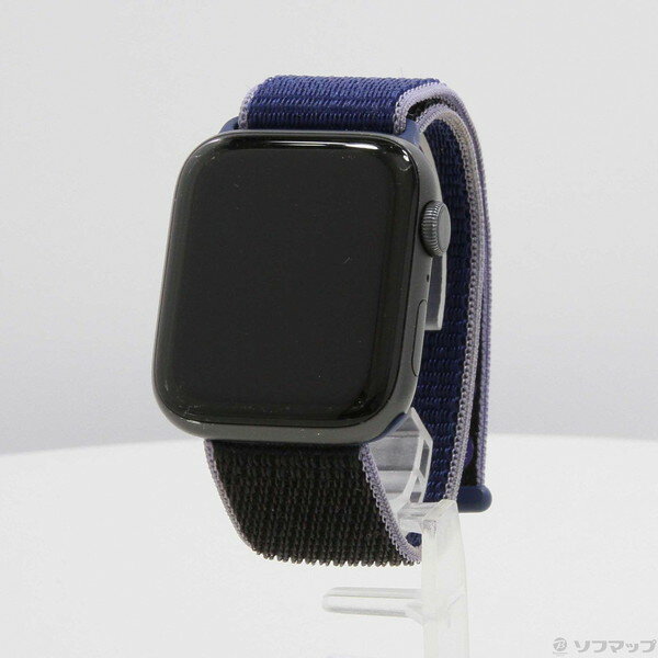 【中古】Apple(アップル) Apple Watch Series 5 GPS 44mm スペースグレイアルミニウムケース ミッドナイトブルースポーツループ 【348-ud】