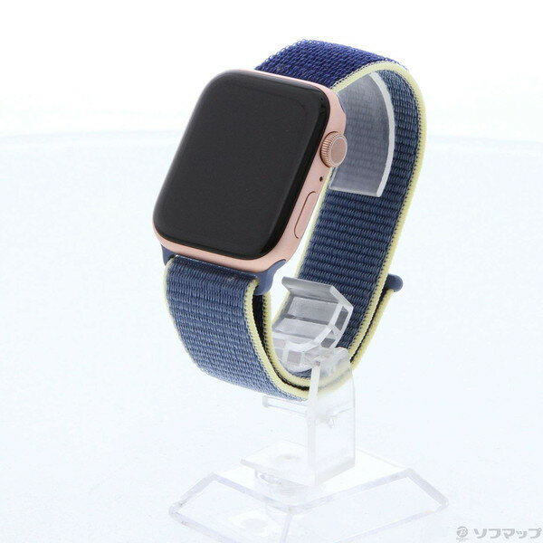 【中古】Apple(アップル) Apple Watch Series 5 GPS 44mm ゴールドアルミニウムケース アラスカンブルースポーツバンド 【258-ud】