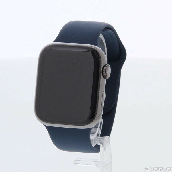 【中古】Apple(アップル) Apple Watch Series 7 GPS + Cellular 45mm グラファイトステンレススチールケース アビスブルースポーツバンド 【198-ud】