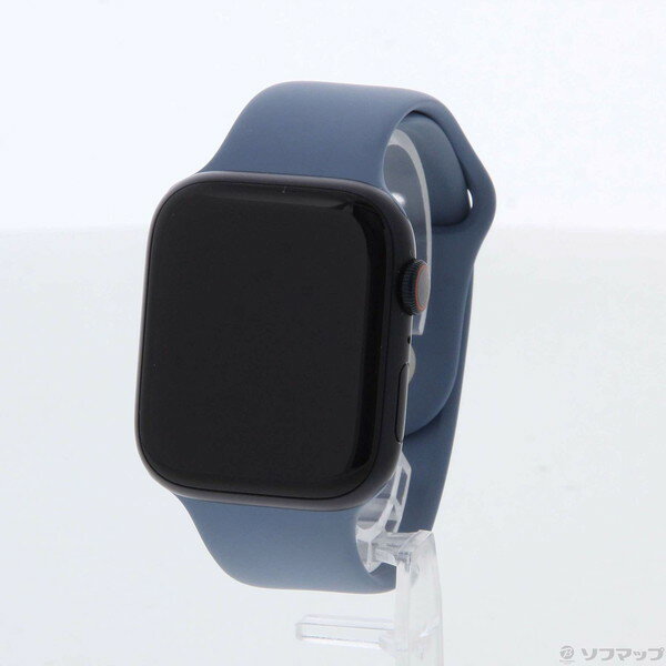 【中古】Apple(アップル) Apple Watch Series 8 GPS + Cellular 45mm ミッドナイトアルミニウムケース スレートブルースポーツバンド 【348-ud】