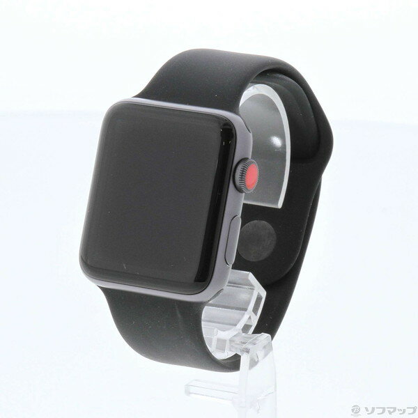 【中古】Apple(アップル) Apple Watch Series 3 GPS + Cellular 42mm スペースグレイアルミニウムケース ブラックスポーツバンド 【377..