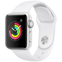 【中古】Apple(アップル) Apple Watch Series 3 GPS 38mm シルバーアルミニウムケース ホワイトスポーツバンド 【352-ud】