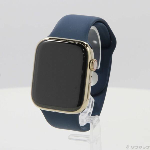 【中古】Apple(アップル) Apple Watch Series 7 GPS + Cellular 45mm ゴールドステンレススチールケース アビスブルースポーツバンド 【276-ud】