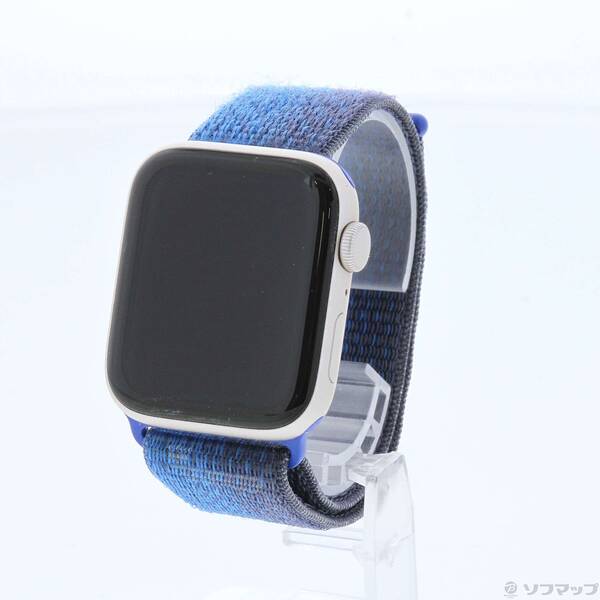 【中古】Apple(アップル) Apple Watch SE 第2世代 GPS 44mm スターライトアルミニウムケース ゲームロイヤル／ミッドナイトネイビースポーツループ 【348-ud】