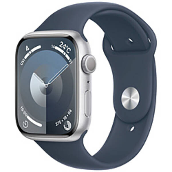【中古】Apple(アップル) 〔展示品〕 Apple Watch Series 9 GPS 45mm シルバーアルミニウムケース ストームブルースポーツバンド 【258-ud】