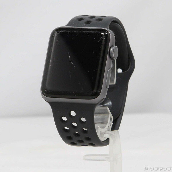 【中古】Apple(アップル) Apple Watch Series 3 Nike+ GPS 42mm スペースグレイアルミニウムケース アンスラサイト／ブラックNikeスポーツバンド 【348-ud】