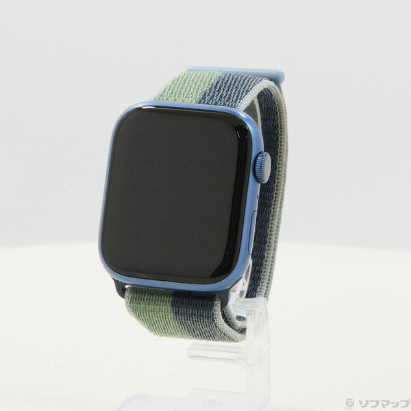 【中古】Apple(アップル) Apple Watch Series 7 GPS 45mm ブルーアルミニウムケース アビスブルー／モスグリーンスポーツループ 【276-ud】