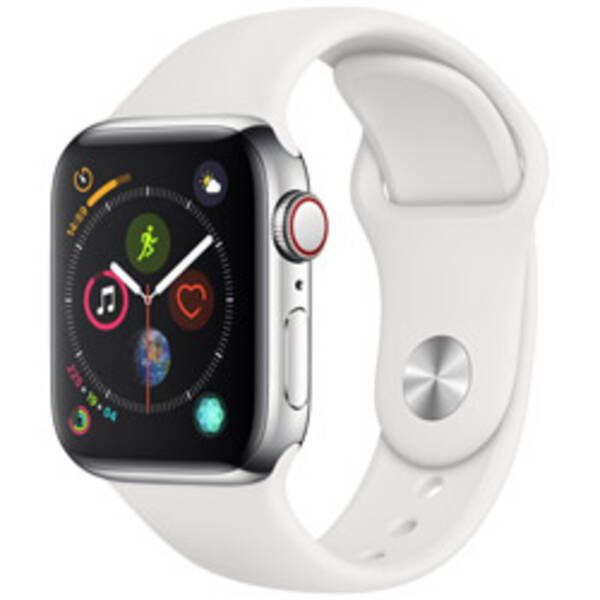 【中古】Apple(アップル) Apple Watch Series 4 GPS + Cellular 40mm ステンレススチールケース ホワイトスポーツバンド 【295-ud】